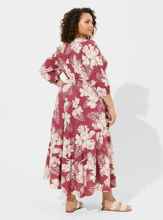 Challis Tiered V-Neck Dress, 3X