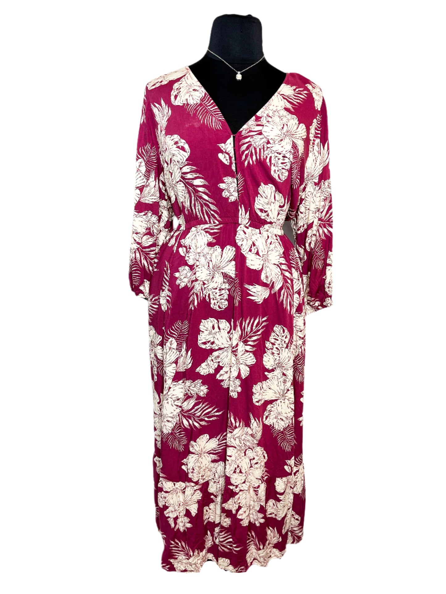 Challis Tiered V-Neck Dress, 3X