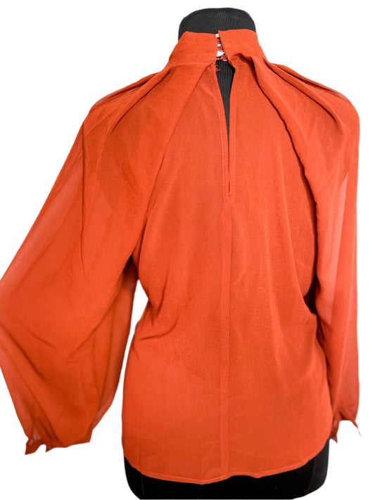 New Eloquii Rust Sheer Top, 16
