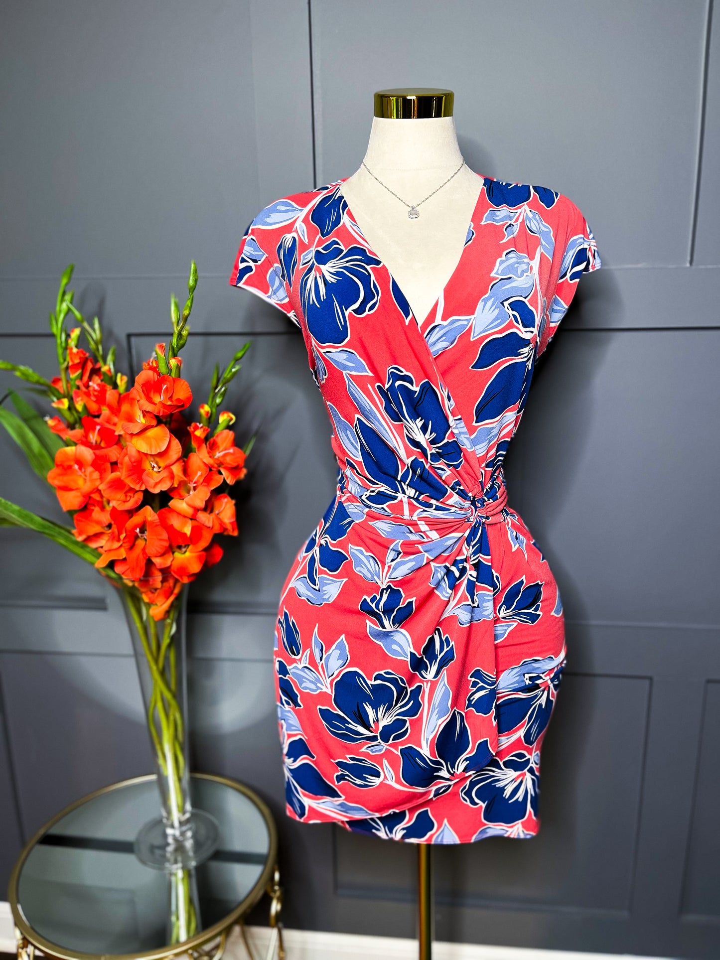 Oasis Petals Faux Wrap Dress, L