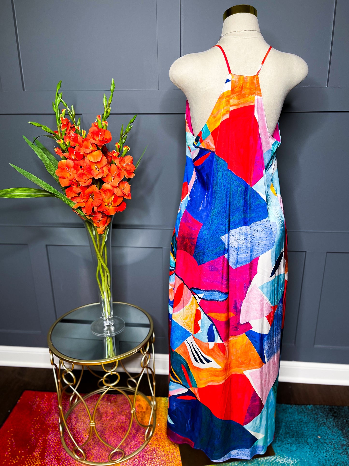 Blue Abstract Pattern Dress, M & XL