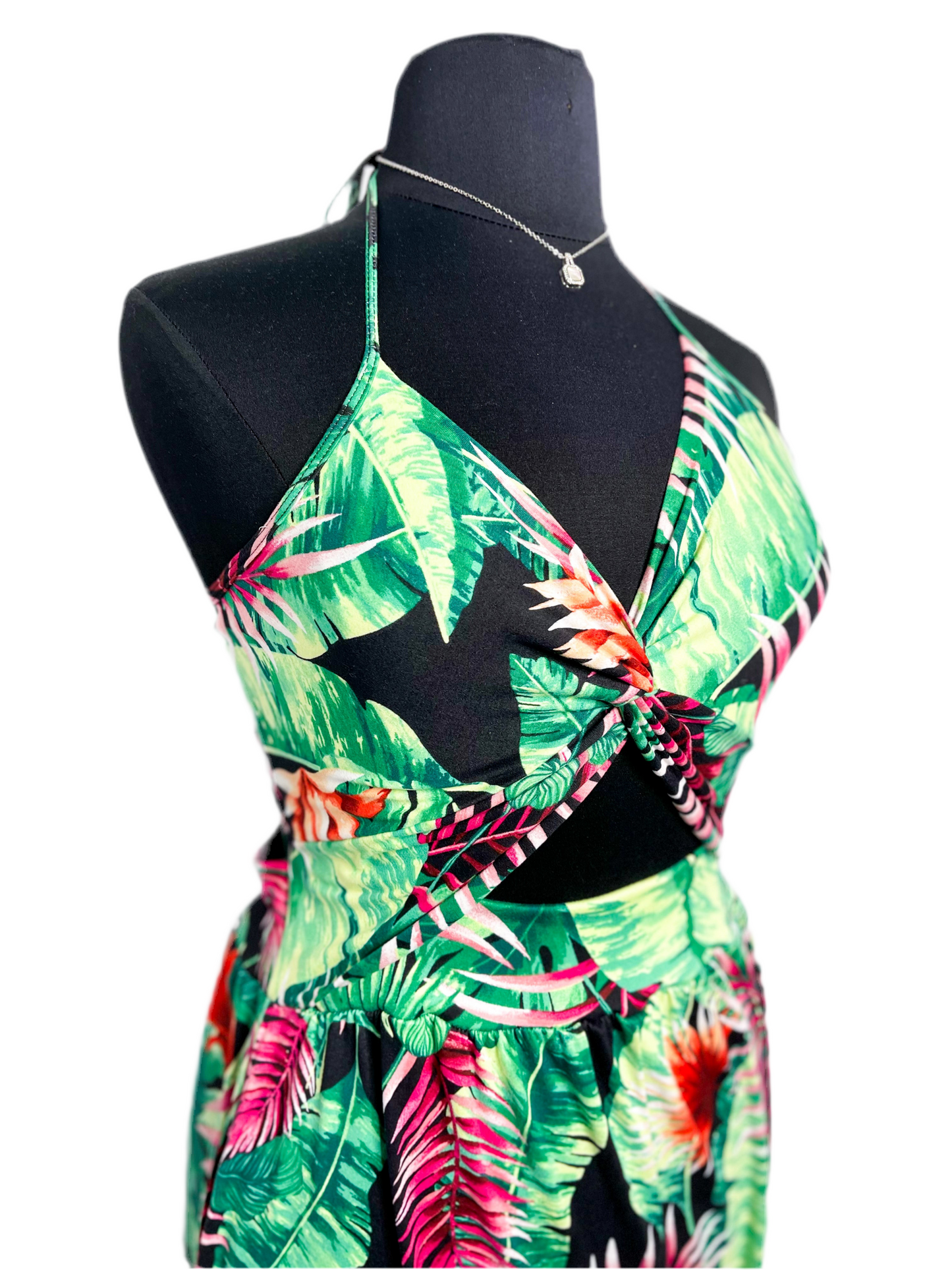 New Tropical Halter Jumpsuit, Fits 14W-18W