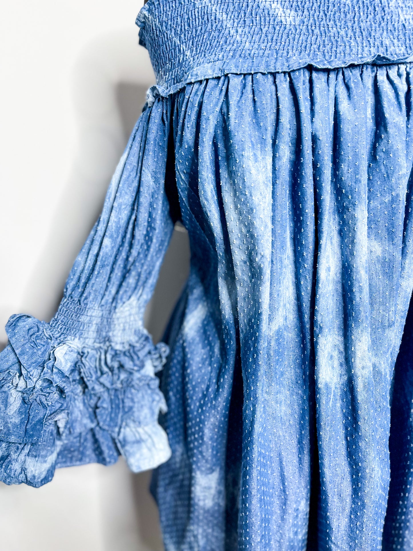 Off Shoulder Demin Tunic Dress, Fits L-2X