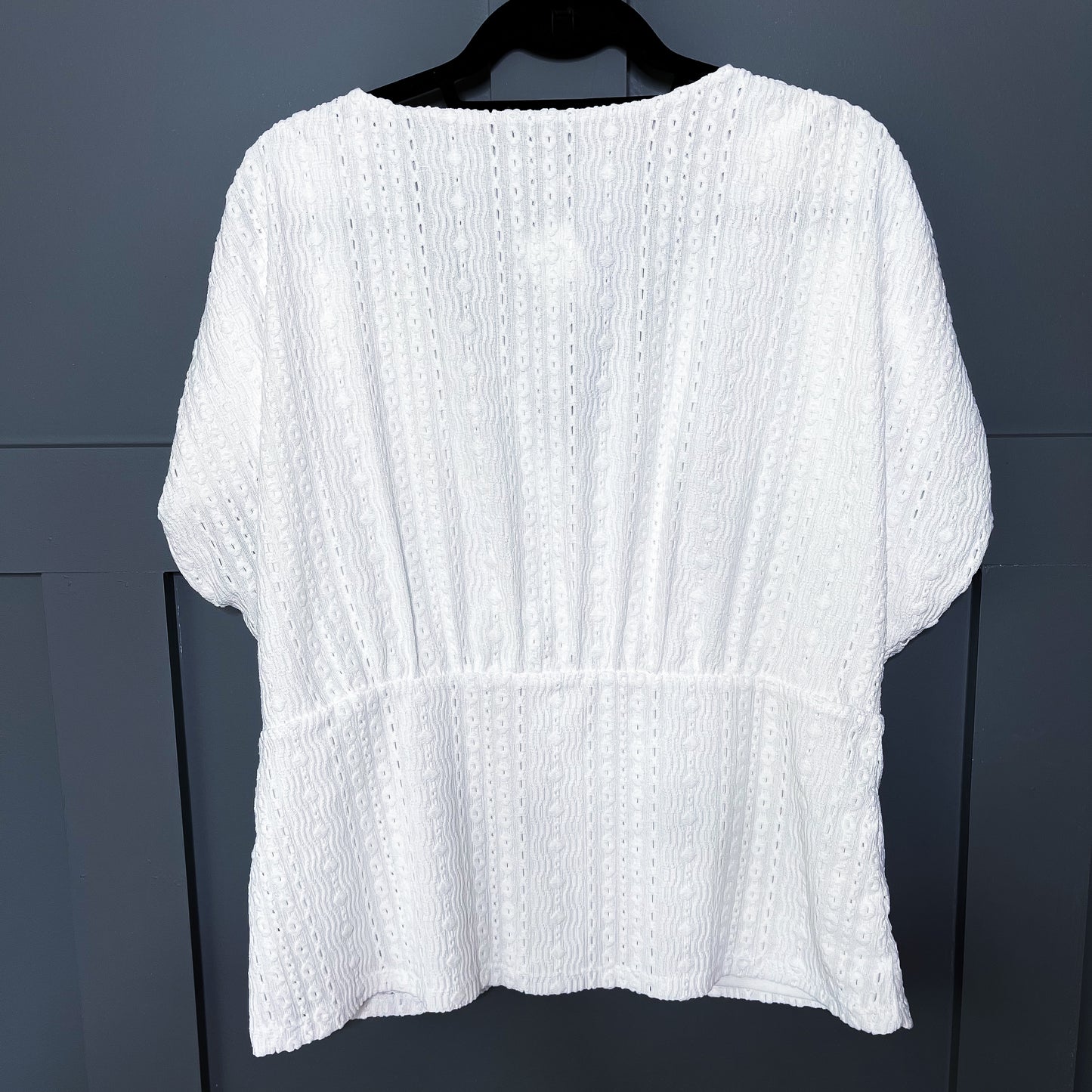 Effortless Charm Eyelet Top – White, XL