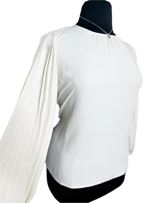 Ann Taylor Pleated Sleeve Top, L