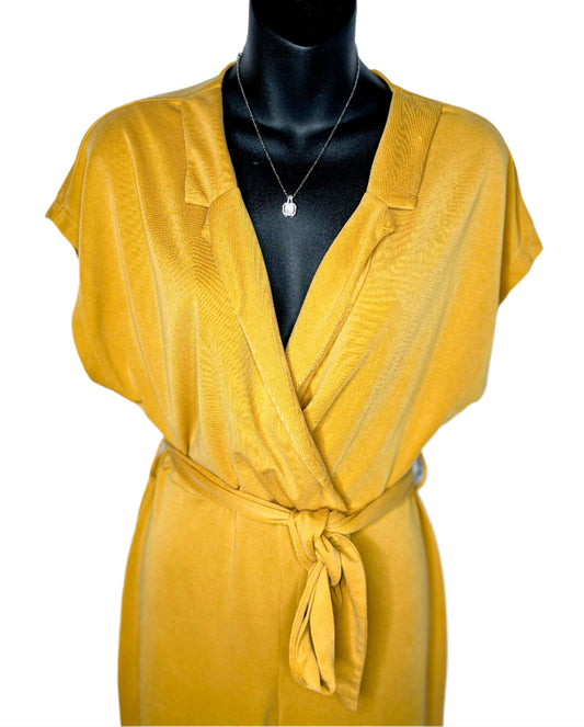 Bershka Mustard Crop Jumpsuit, M