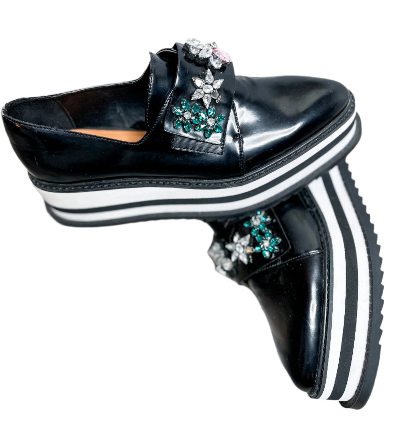 Jewel Strap Platform Loafers, 8