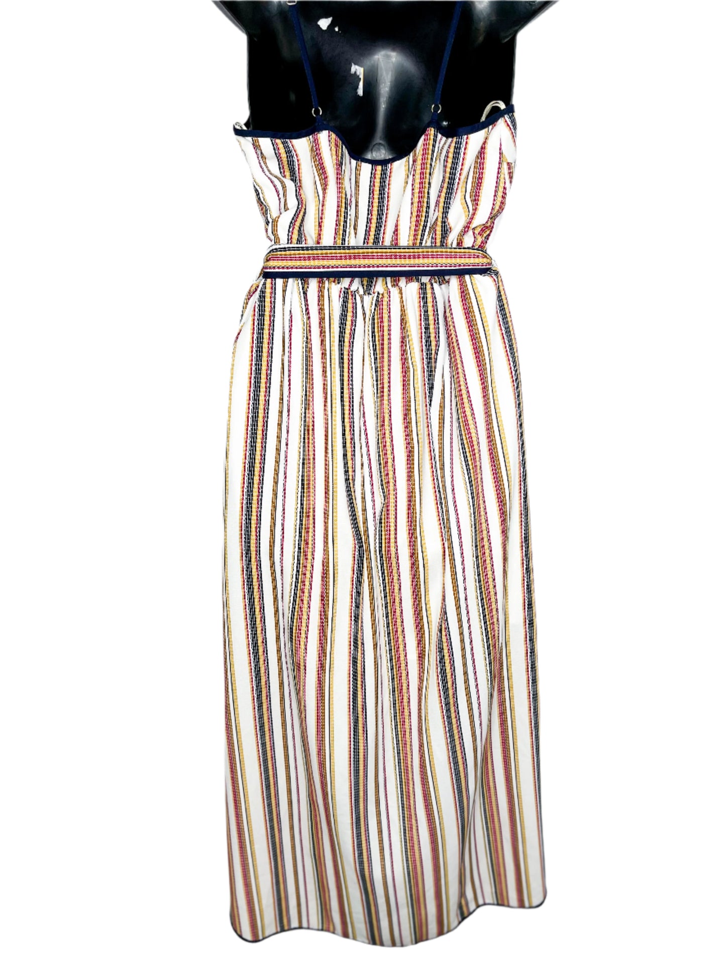 Striped High Low Surplice Dress, M
