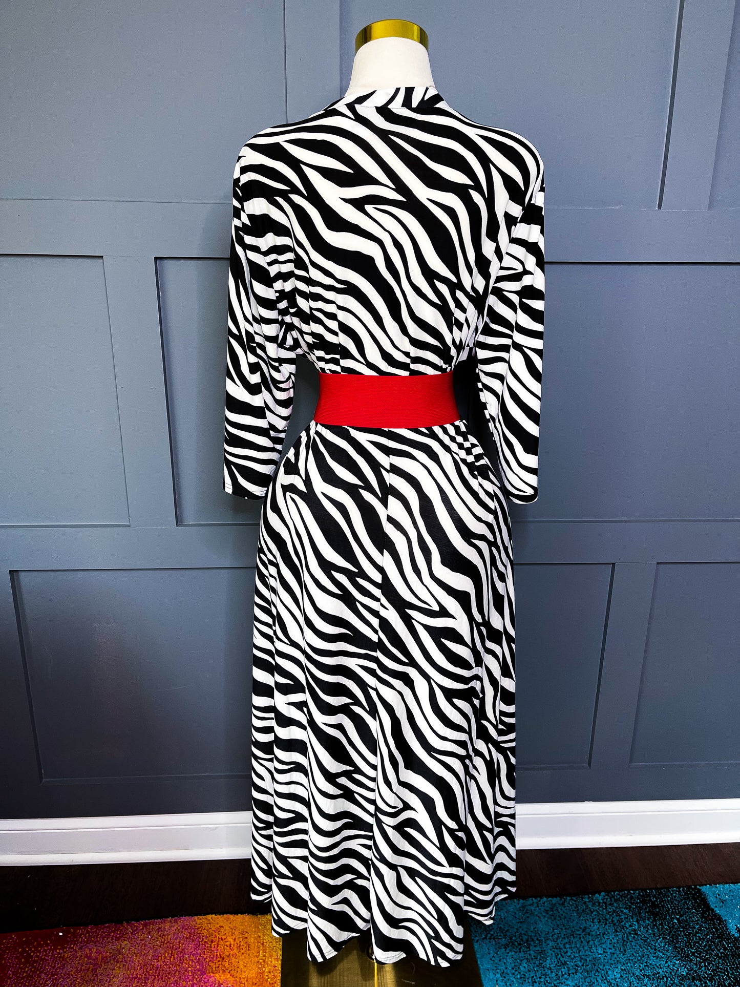 Zebra Luxe Wrap Dress, 3X (Comes w/ Belt)