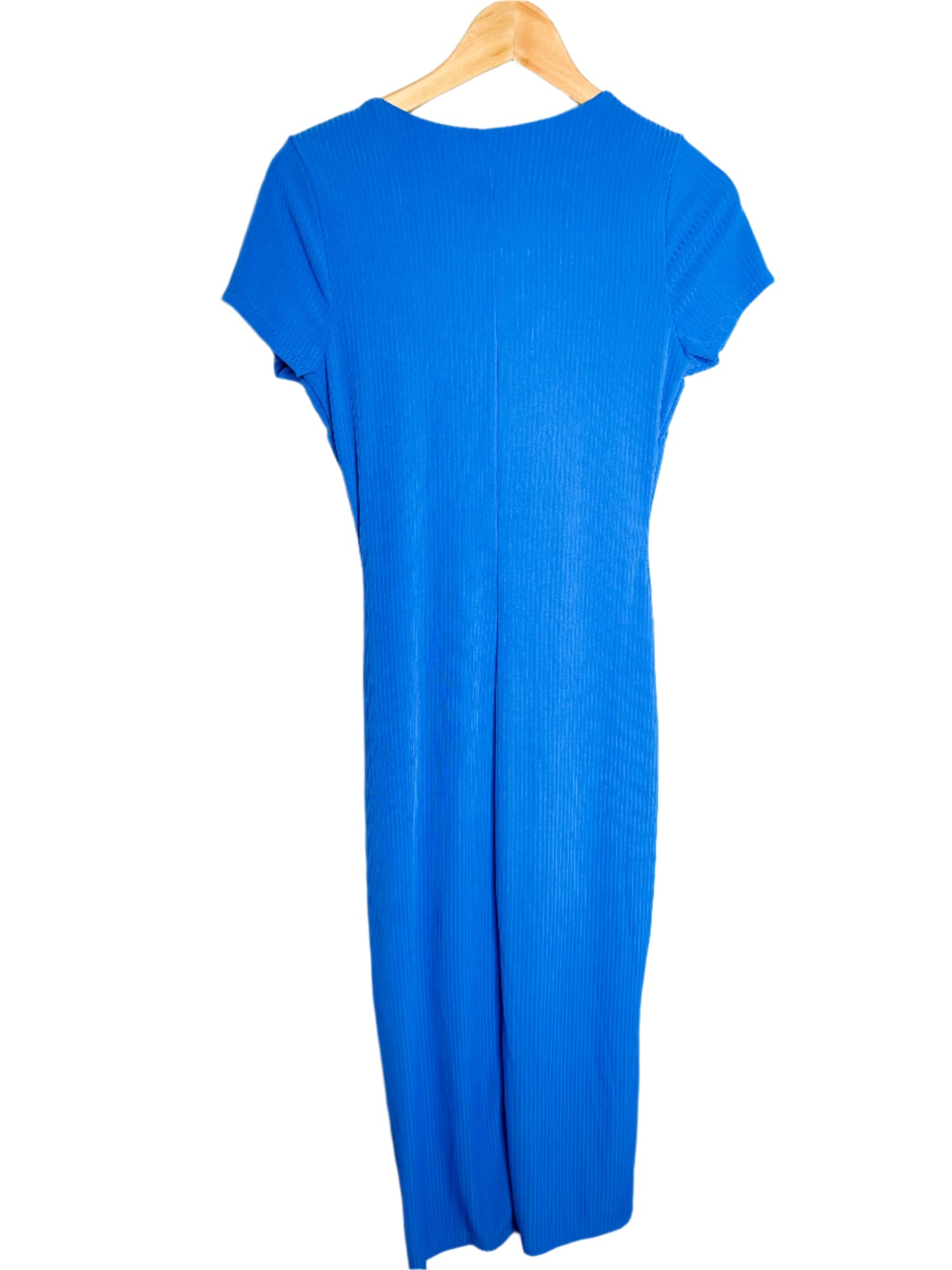 Blue Ruched Midi Dress, M