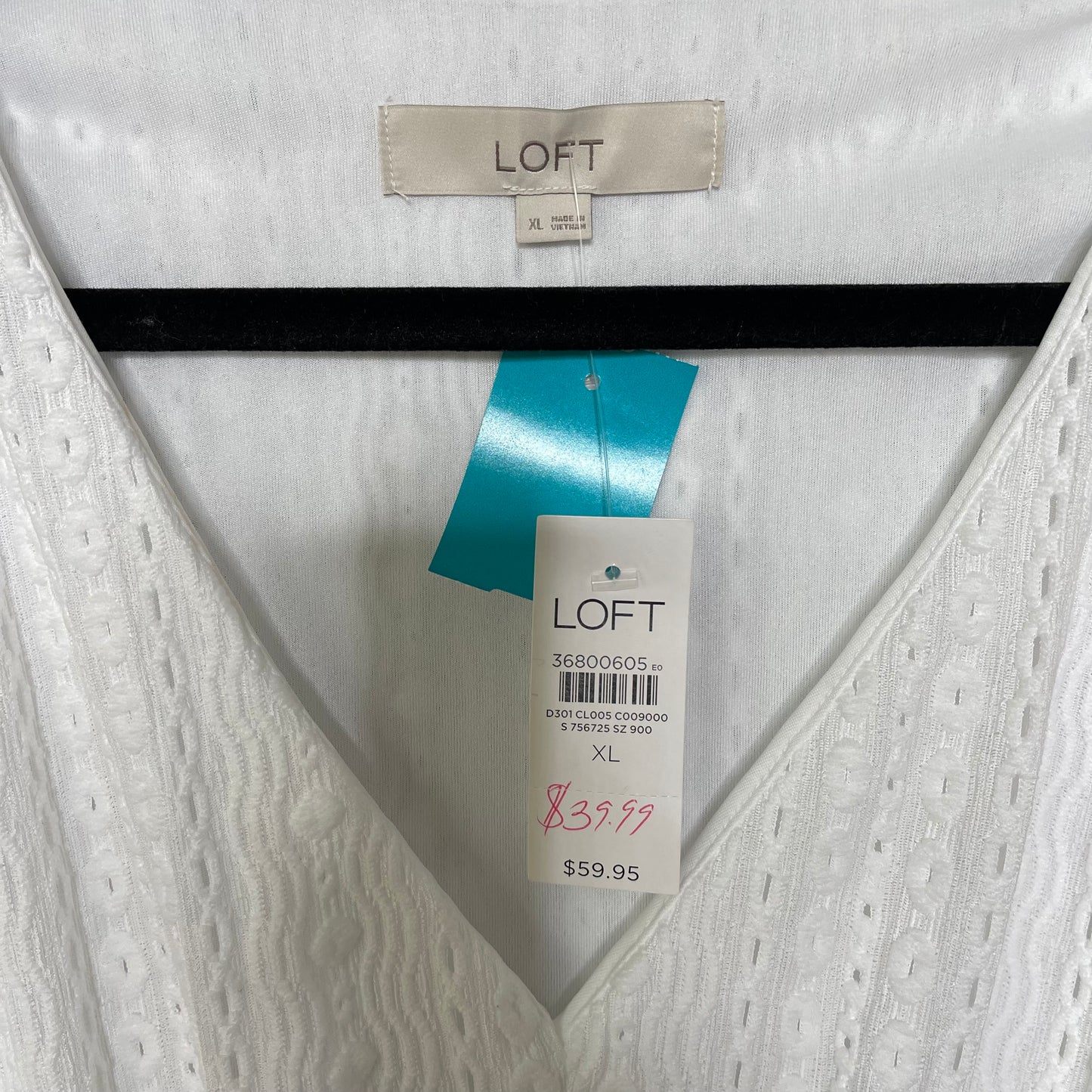 Effortless Charm Eyelet Top – White, XL