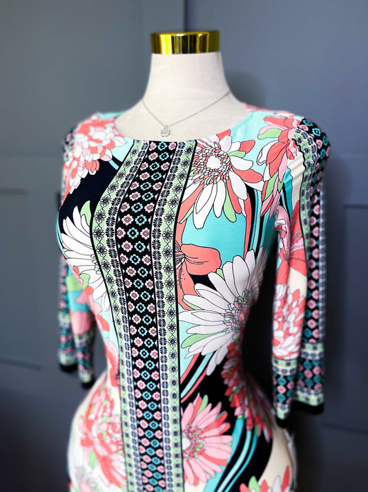 Floral Mosaic Bodycon Dress, 12