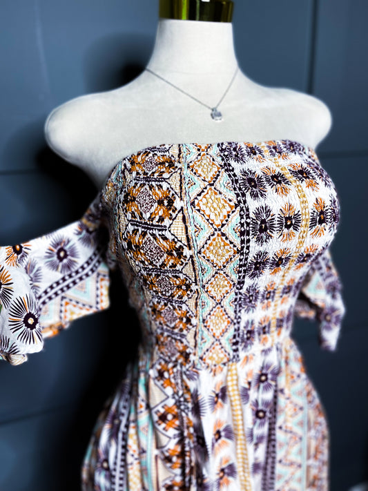 Desert Sunset Strapless Hi-Low Dress, 14/16