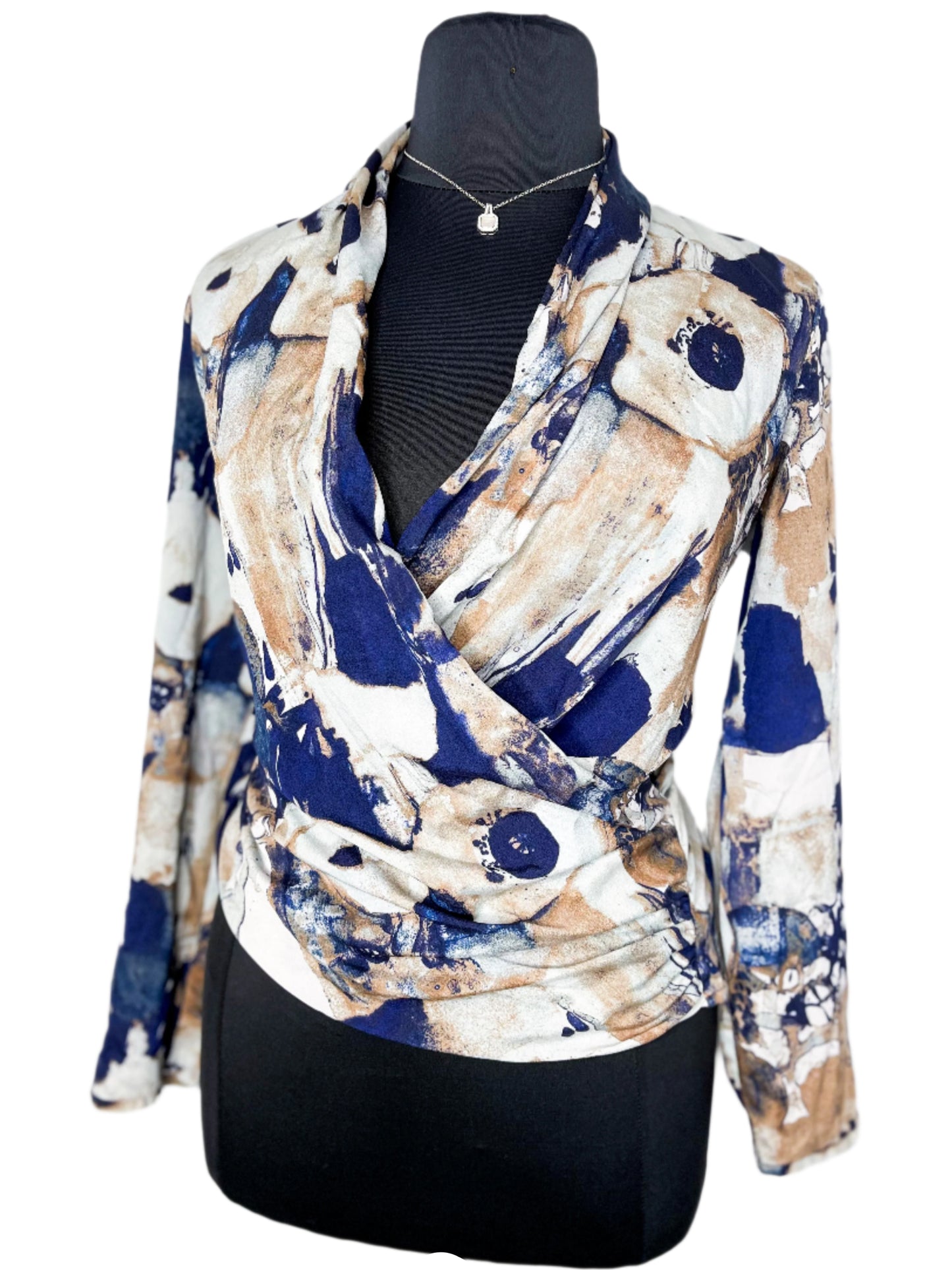 Vibrant Navy Lightweight Drape Blouse, L