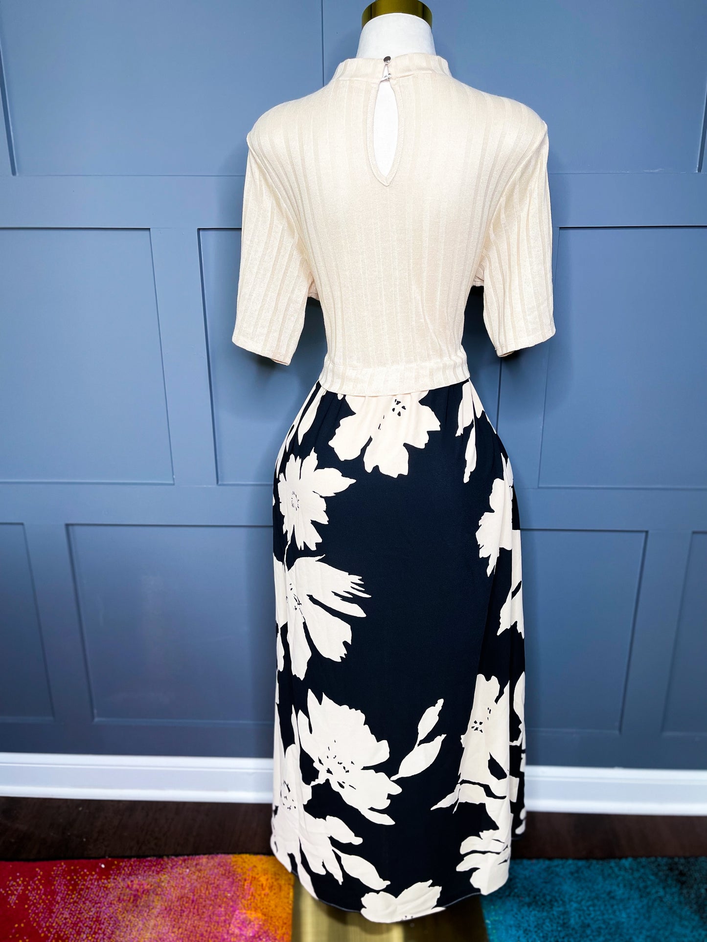 Sweater Top Floral Dress, 2X