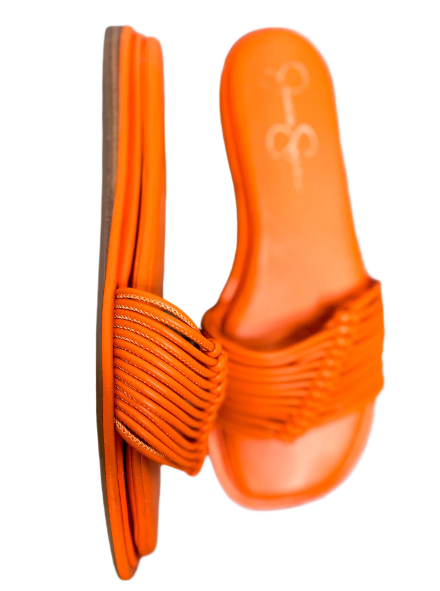New Strappy Faux Leather Slide Sandals, 9.5