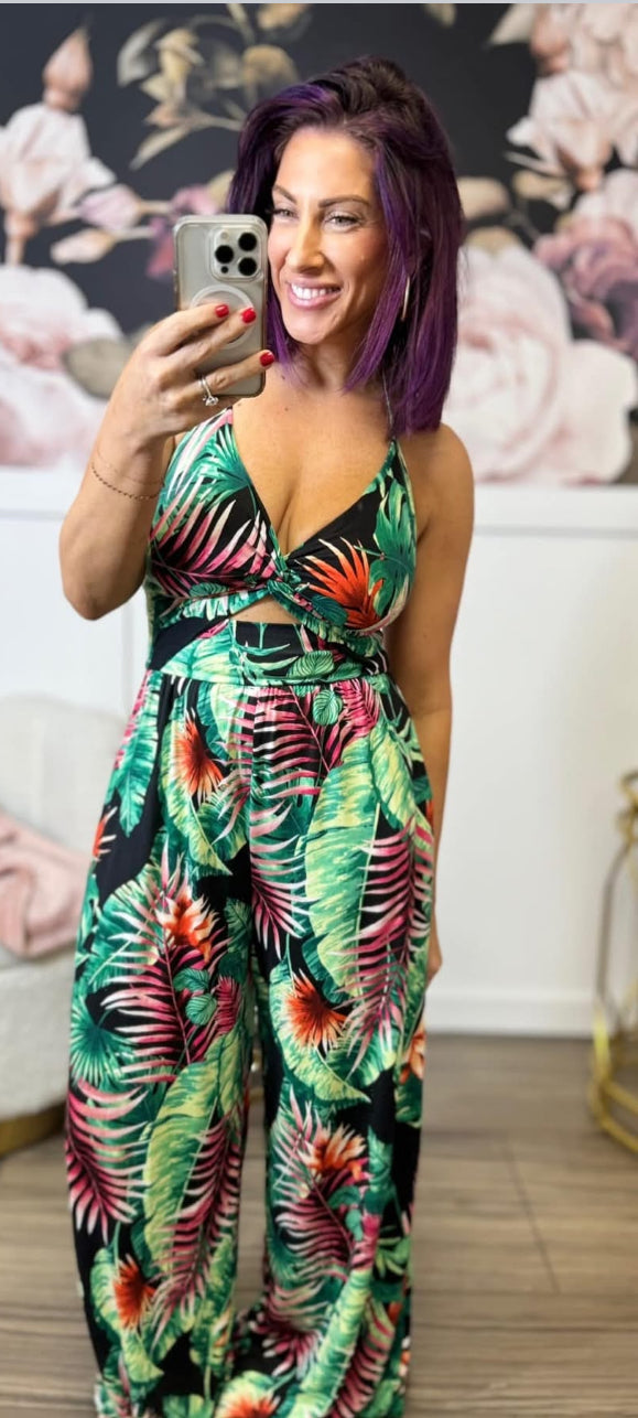 New Tropical Halter Jumpsuit, Fits 14W-18W