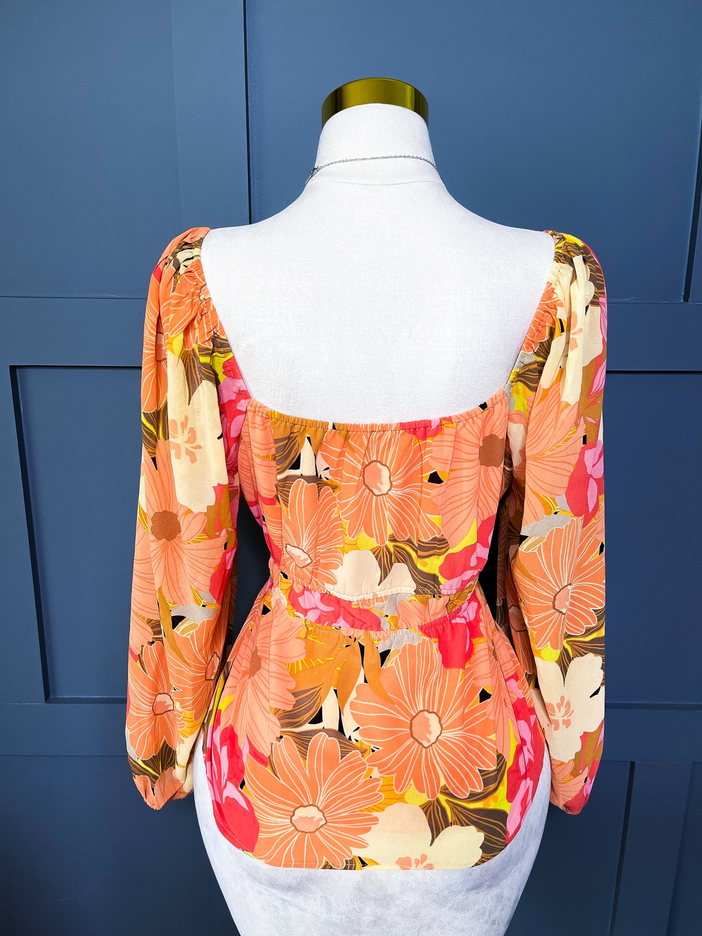 Sun-Kissed Bloom Peplum Top, XL