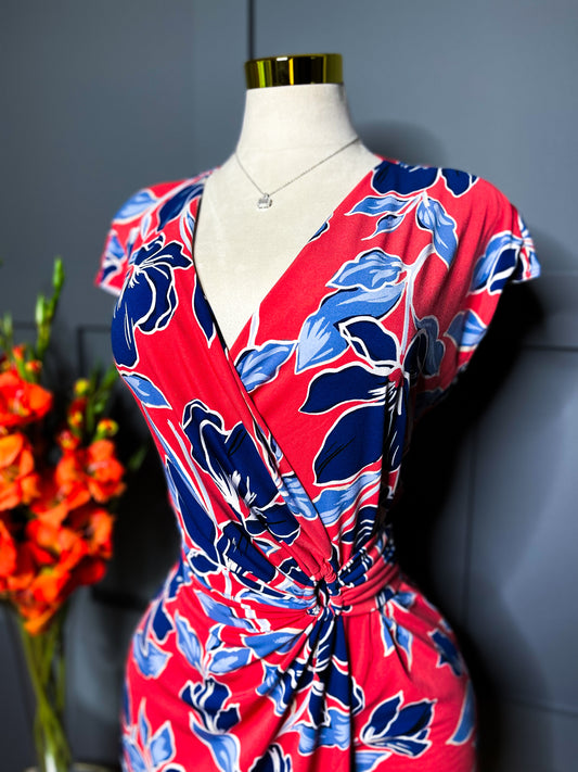 Oasis Petals Faux Wrap Dress, L