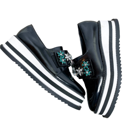 Jewel Strap Platform Loafers, 8