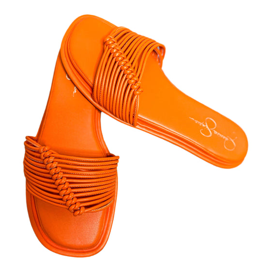 New Strappy Faux Leather Slide Sandals, 9.5