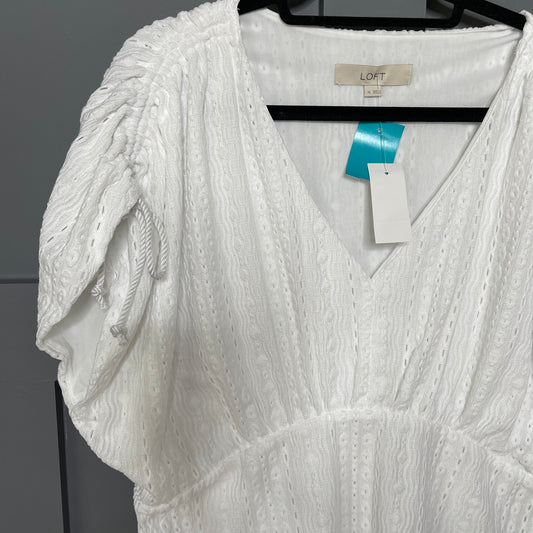 Effortless Charm Eyelet Top – White, XL