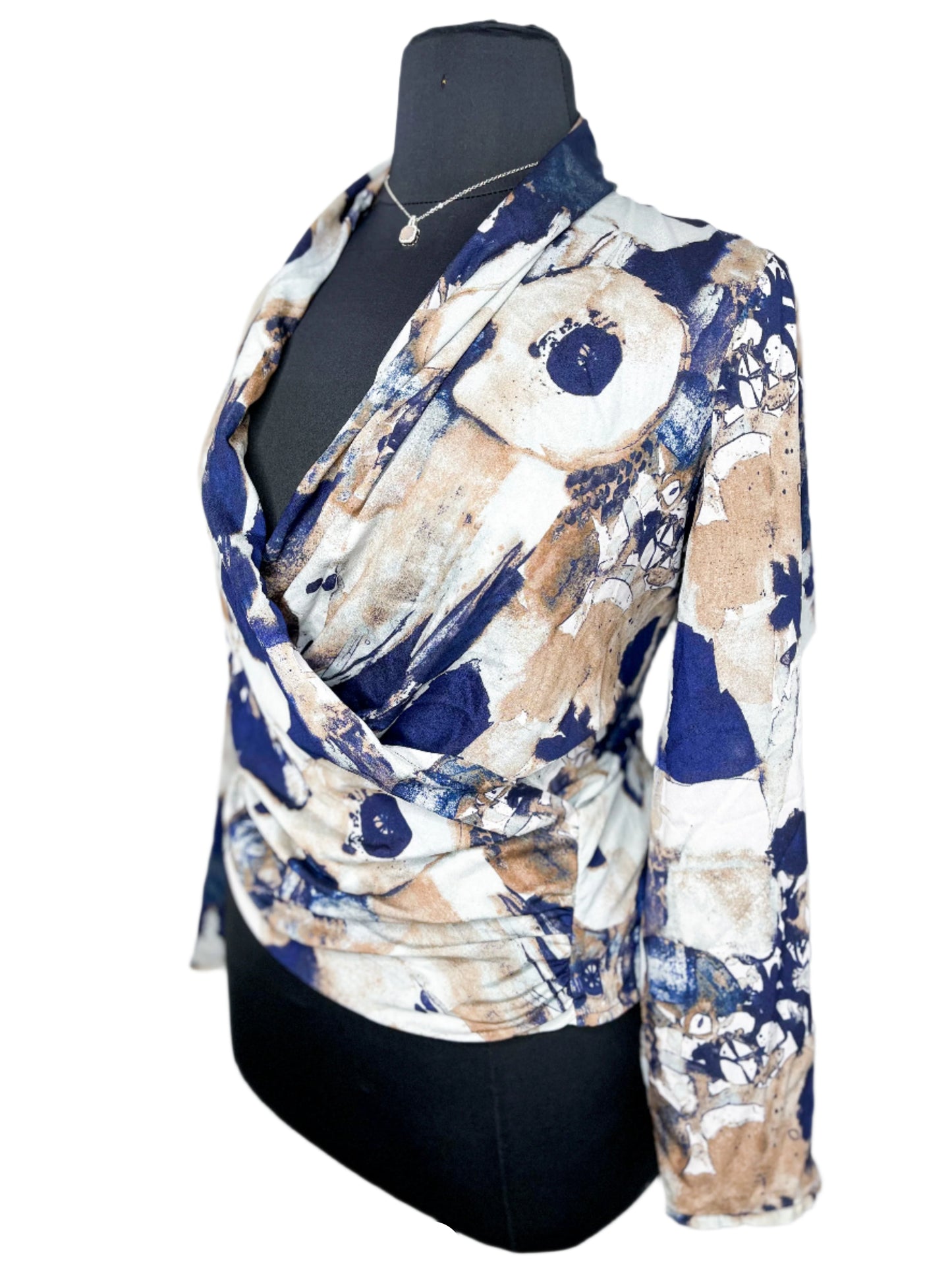 Vibrant Navy Lightweight Drape Blouse, L