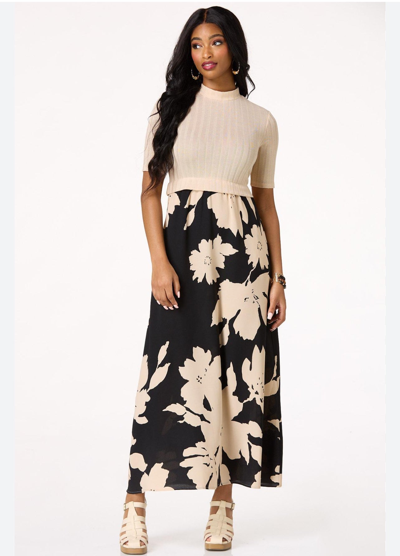 Sweater Top Floral Dress, 2X
