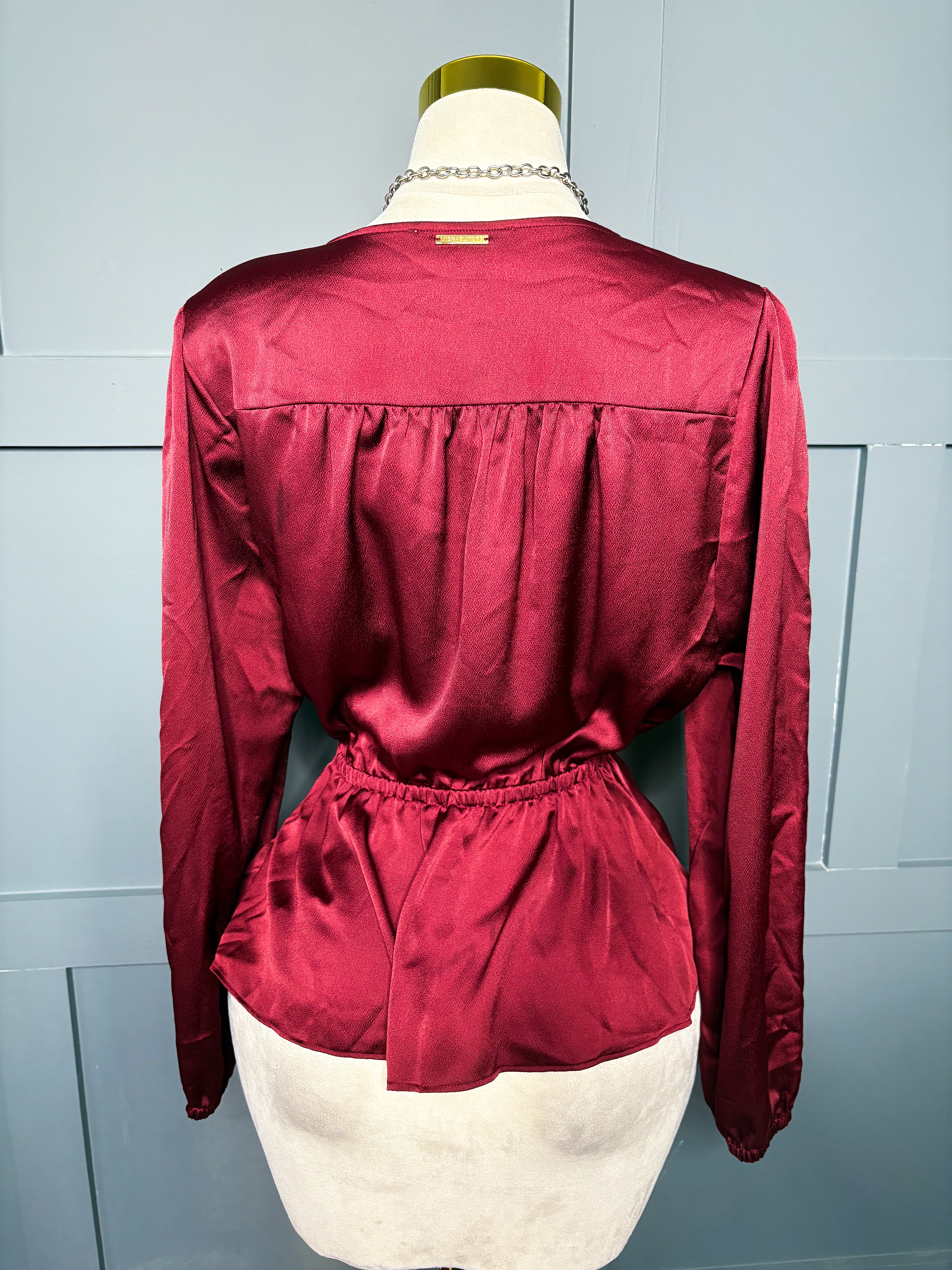 Michael Kors Satin Peplum Top, XL