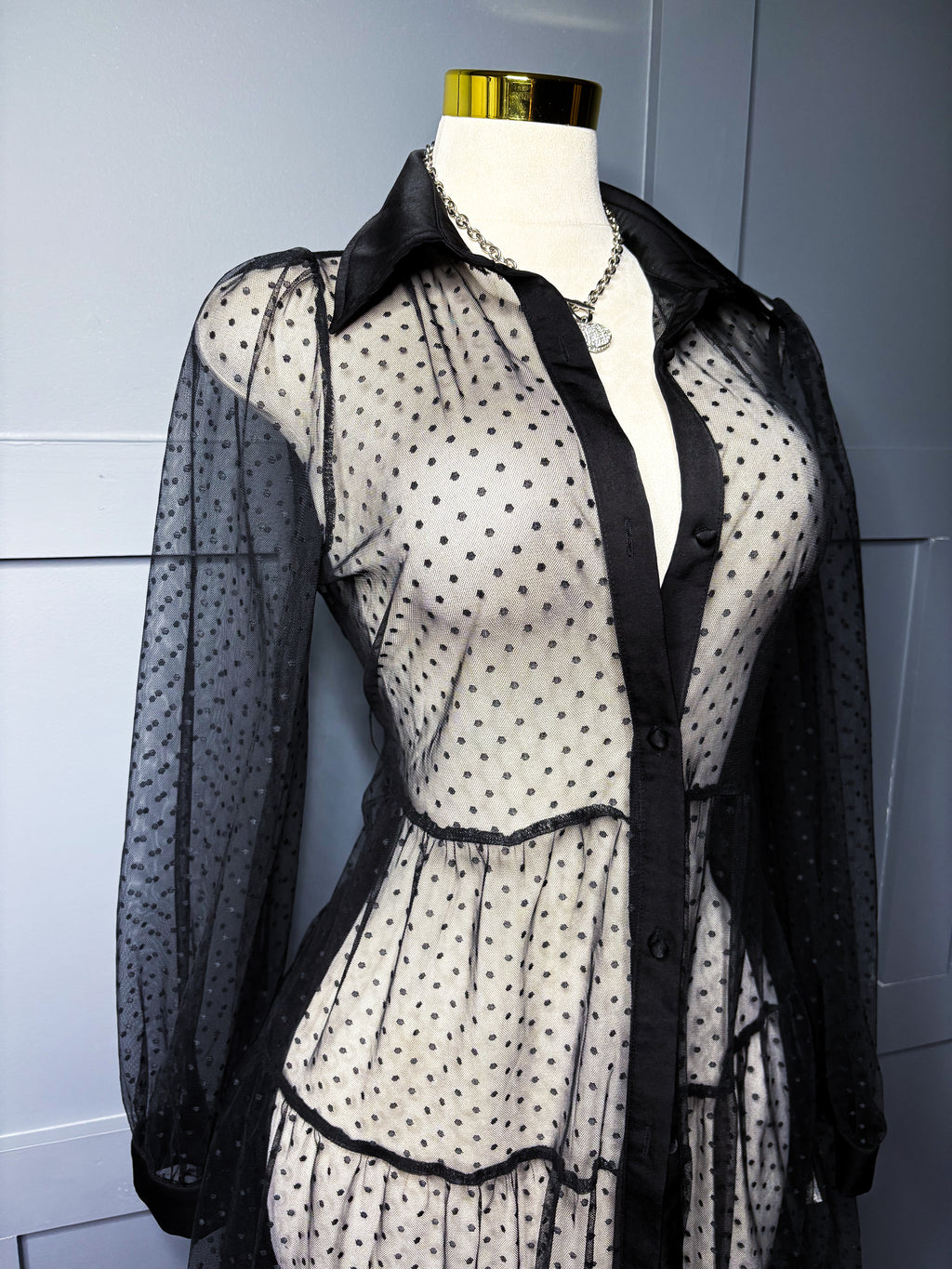 Sheer Overlay Dress, L