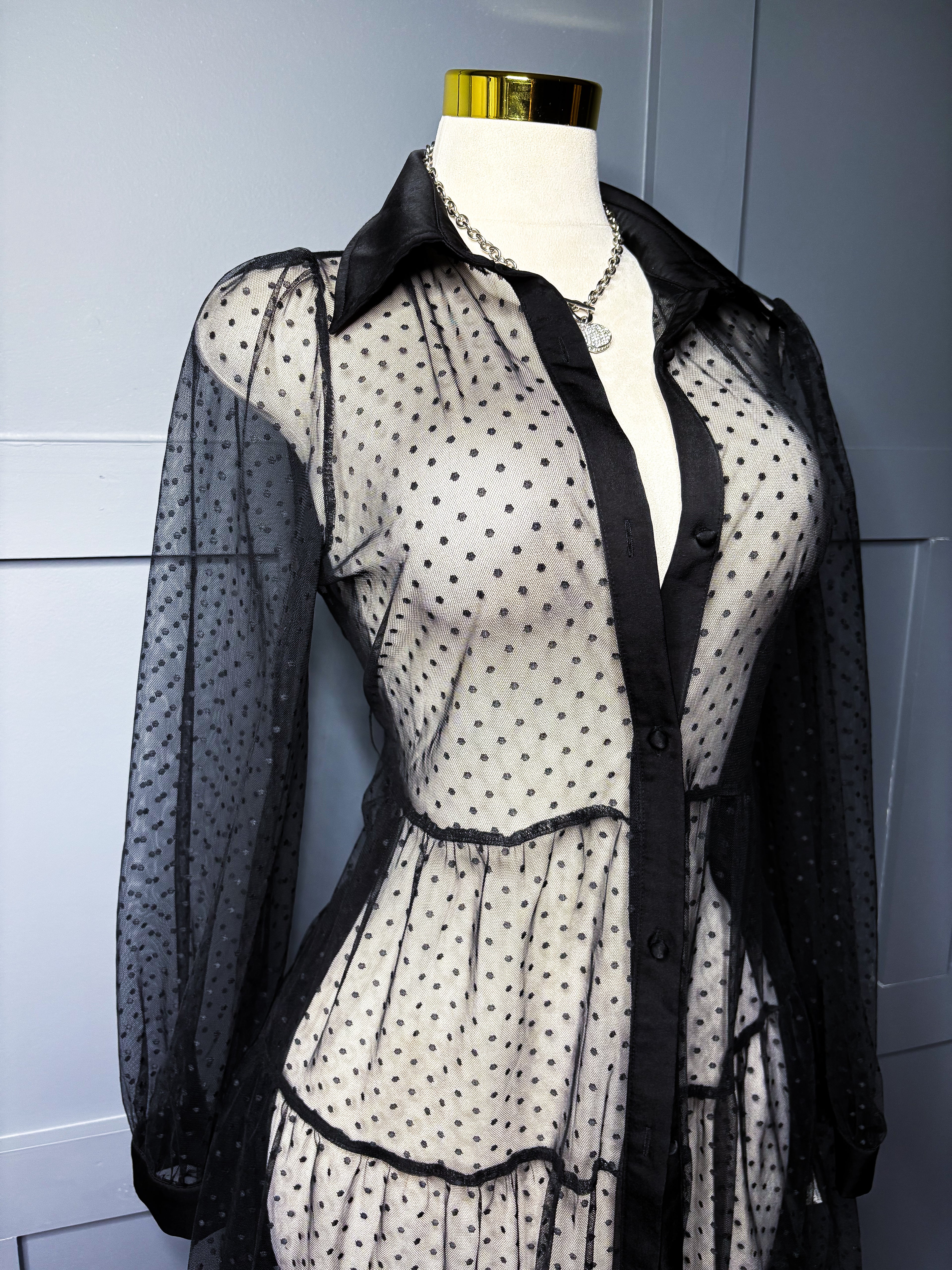 Sheer Overlay Dress, L