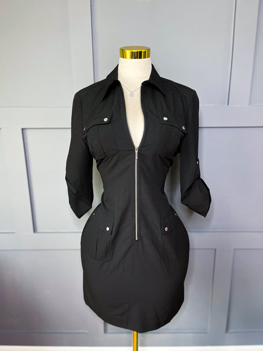 Zipped & Snatched Utility Dress, XL