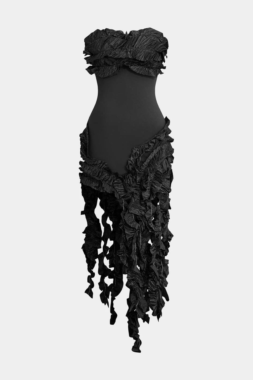CITY LIGHTS RUFFLE MIDI DRESS, XL