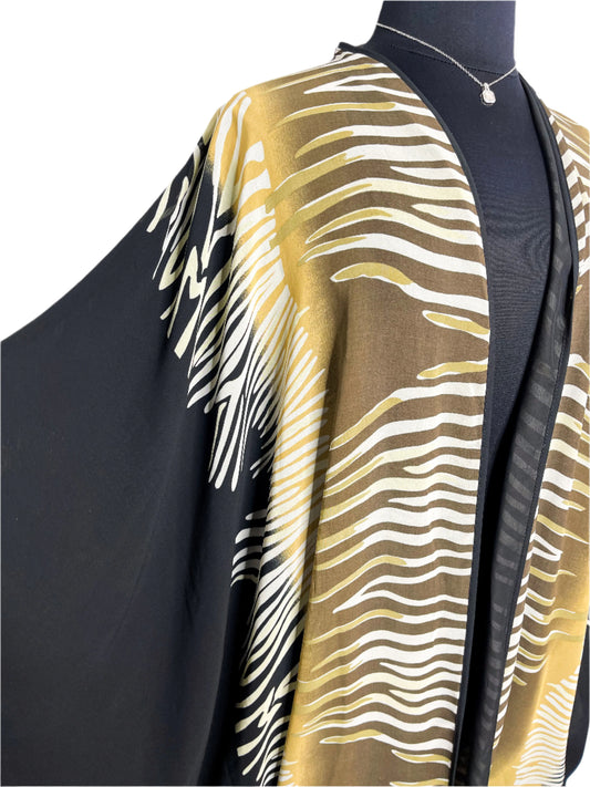 Striped Drape Kimono, One Size