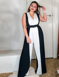 Pleated Colorblock Jumpsuit, L/XL