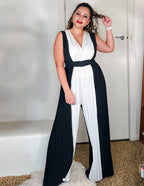 Pleated Colorblock Jumpsuit, L/XL