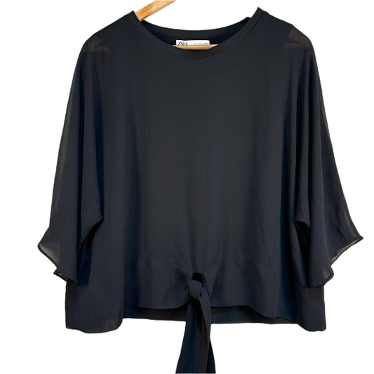 Zara New Overlay Lined Tie Top, XL