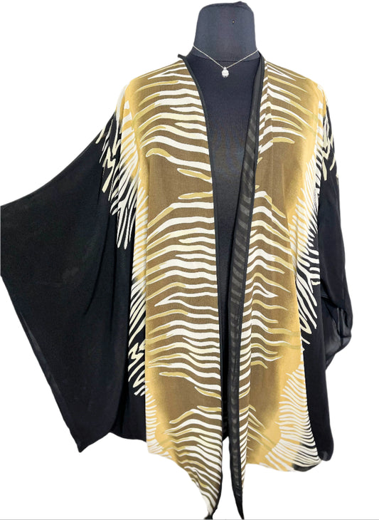 Striped Drape Kimono, One Size