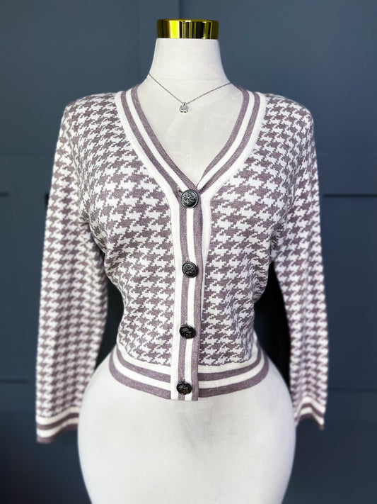 Modern Muse Houndstooth Cardigan, L