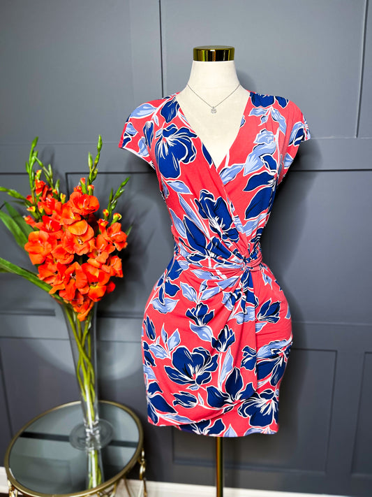 Oasis Petals Faux Wrap Dress, L