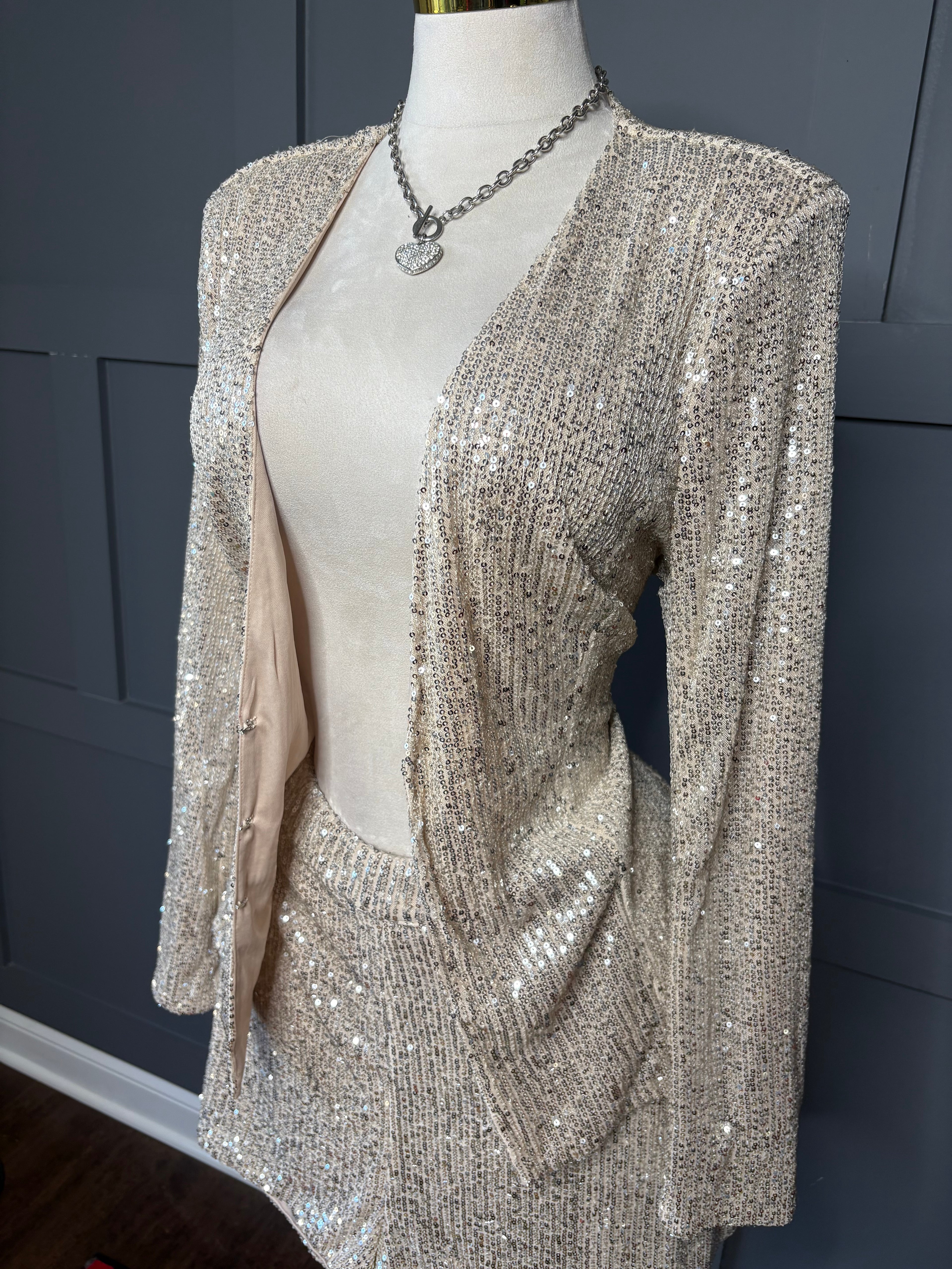 New Sequin Two Piece Short Set, 2X