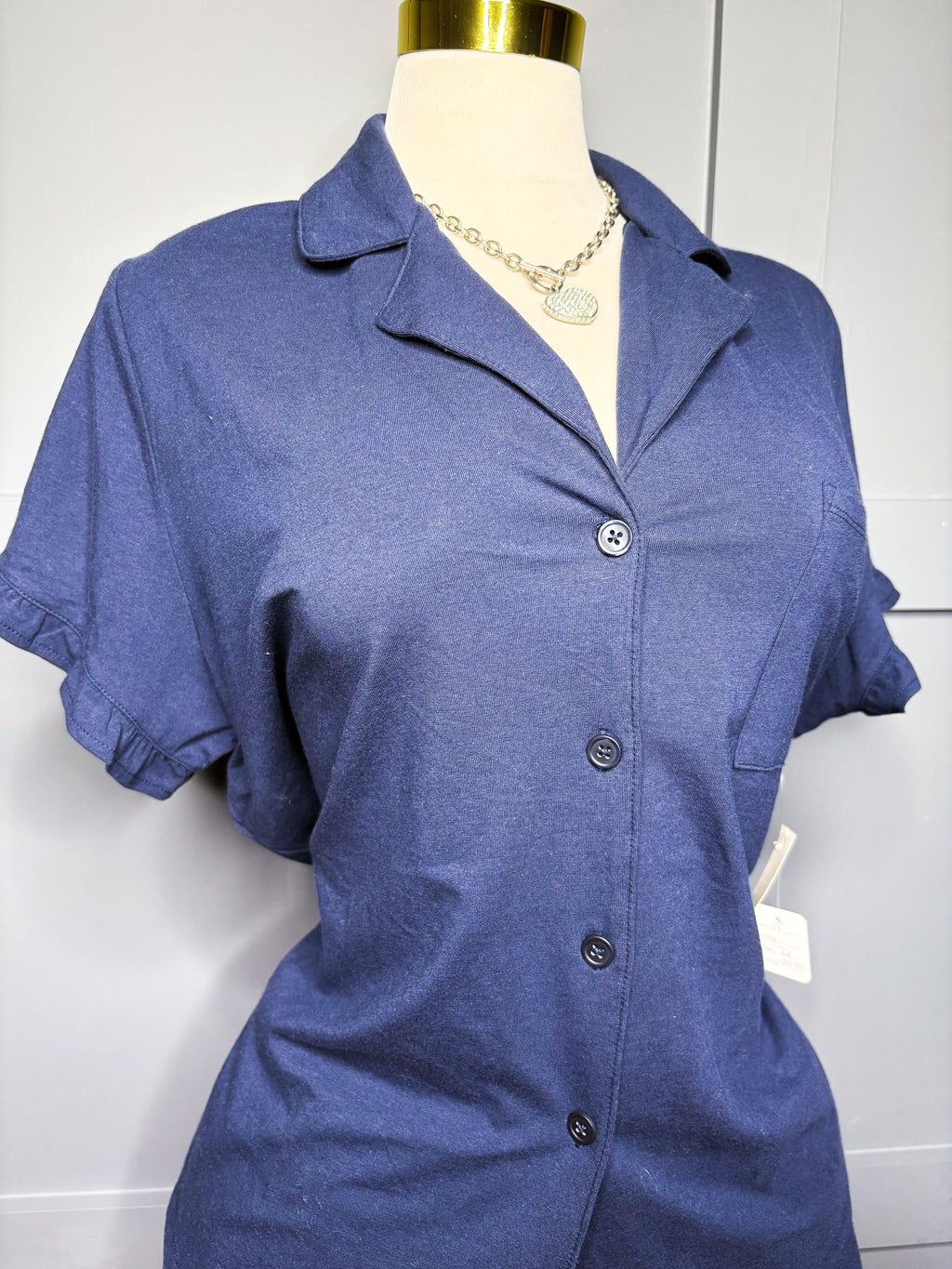 New Navy Two Piece PJ Set, 2X