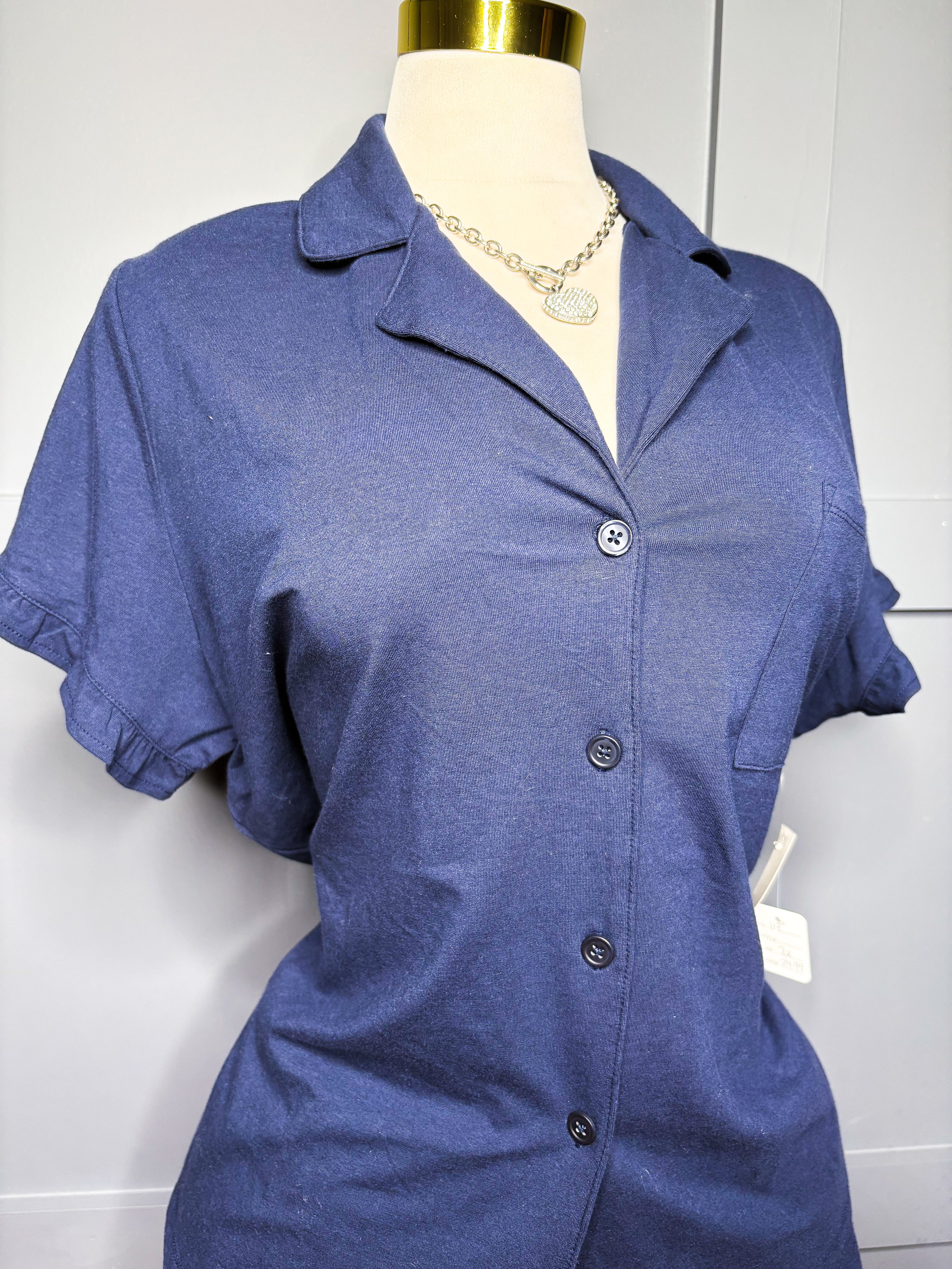 New Navy Two Piece PJ Set, 2X