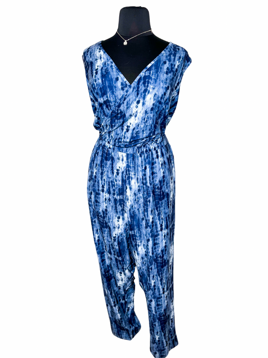Navy Tie Dye Jumpsuit, 4X