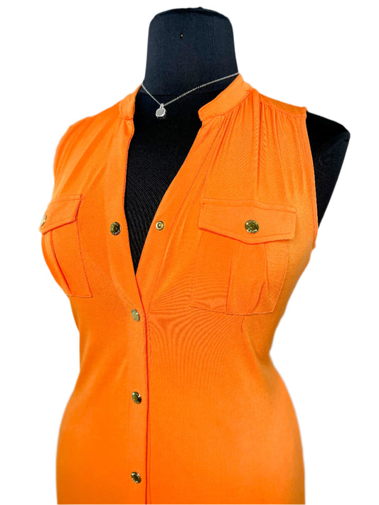Michael Kors Orange Button Down Dress, M/L