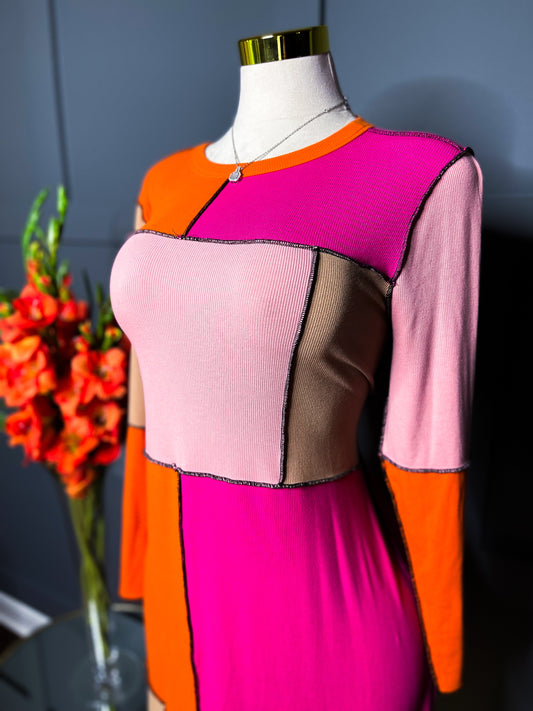 Patchwork Bodycon Midi Dress, 18/20