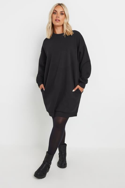 Curve Black Sweatshirt Dress, 5X