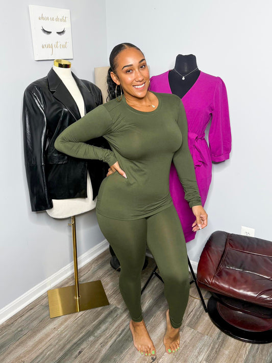 Olive Butter Soft Two Piece Set