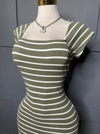 Striped Ribbed Maxi Dress, XL