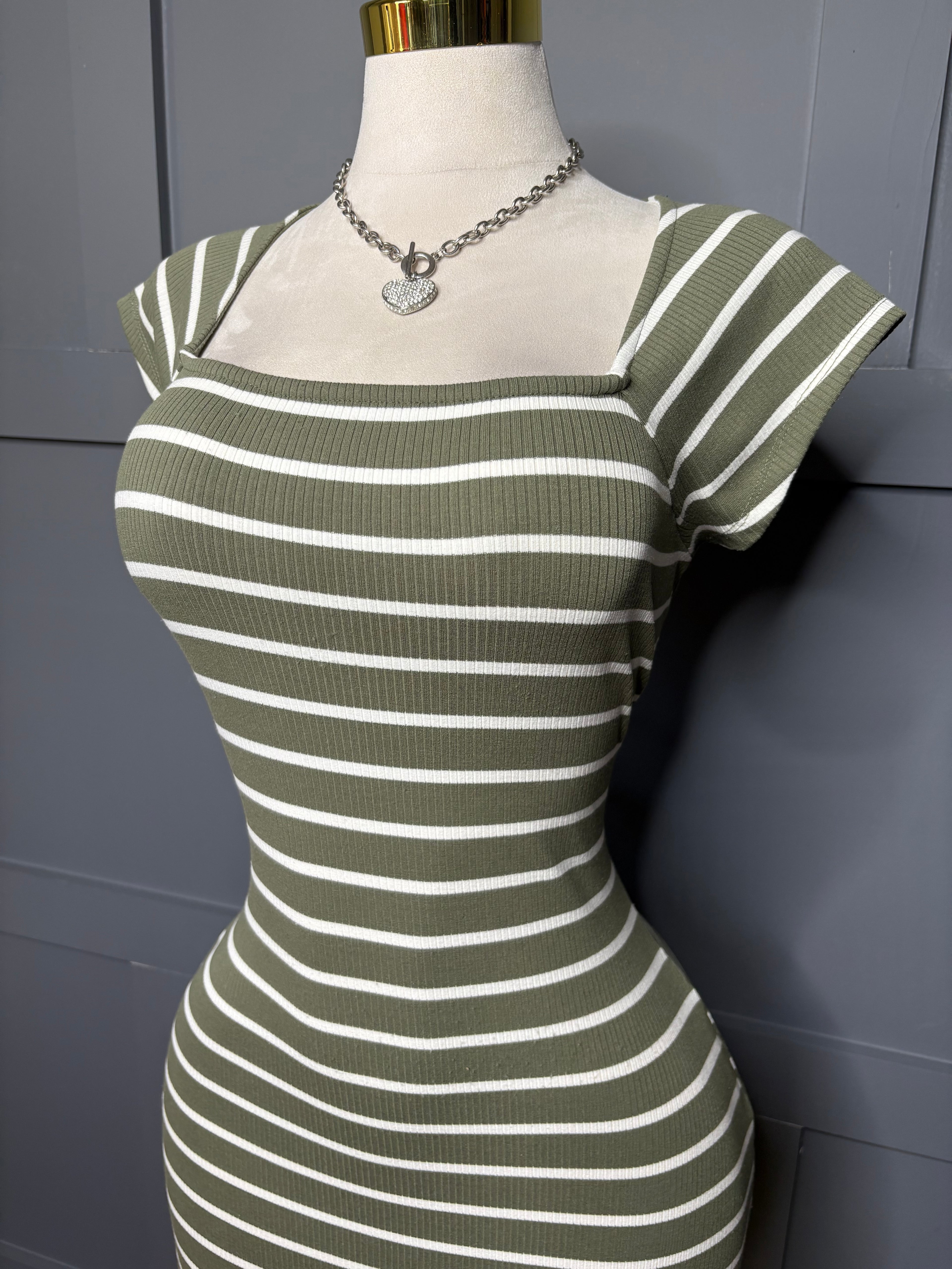 Striped Ribbed Maxi Dress, XL